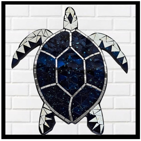 Hobby Lobby Other - MOSIAC Sea Turtle Beautiful Wall Art in Blue and White, Excellent Condition!